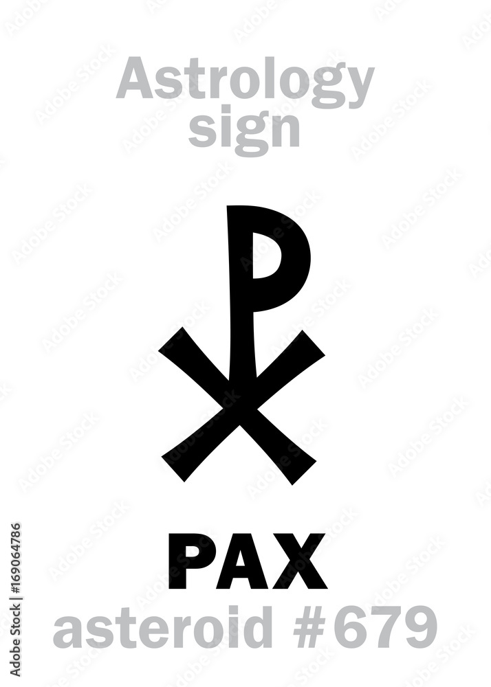 Obraz premium Astrology Alphabet: PAX (Peace), asteroid #679. Hieroglyphics character sign (single symbol).
