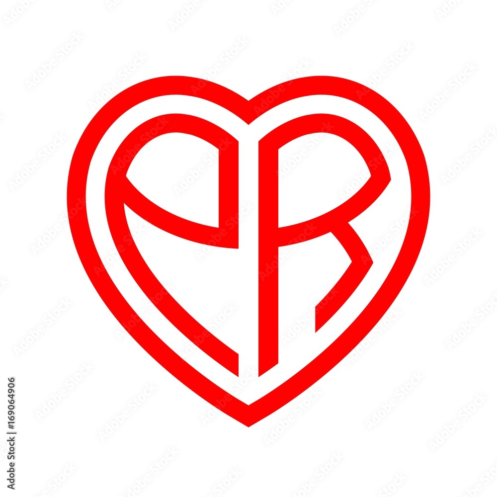 initial letters logo pr red monogram heart love shape initial letters logo pr red monogram heart love shape