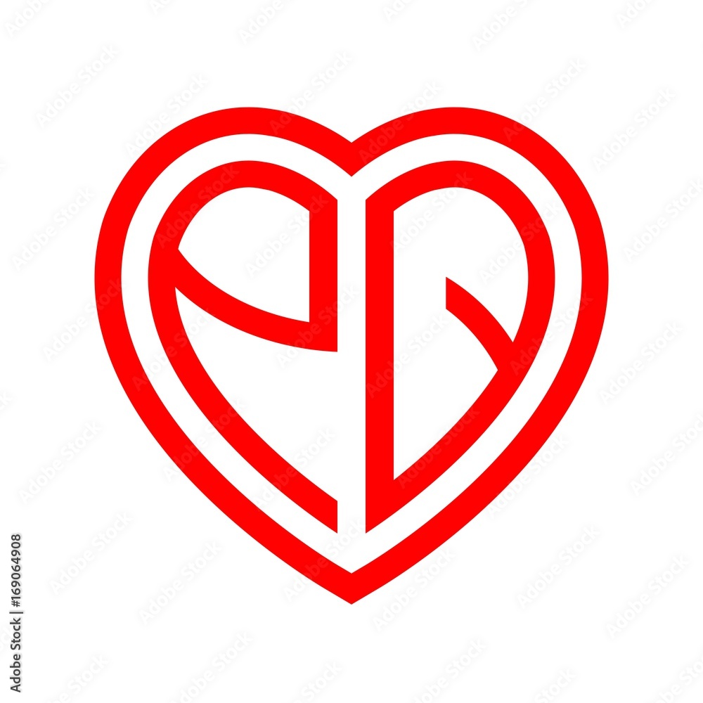initial letters logo pq red monogram heart love shape initial letters logo pq red monogram heart love shape