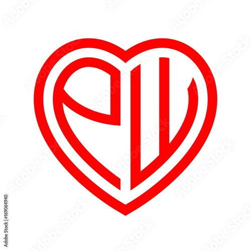 Free Download initial letters logo pw red monogram heart love shape - GFXLoad