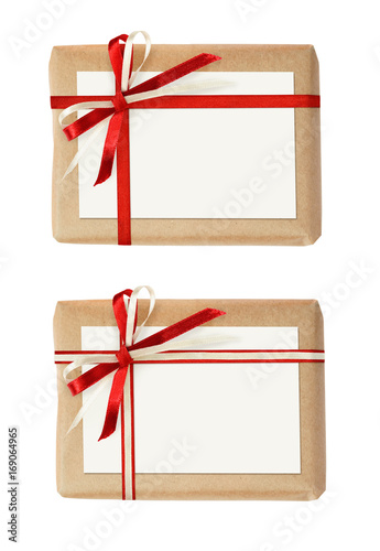 Set of gift boxes with ribb...