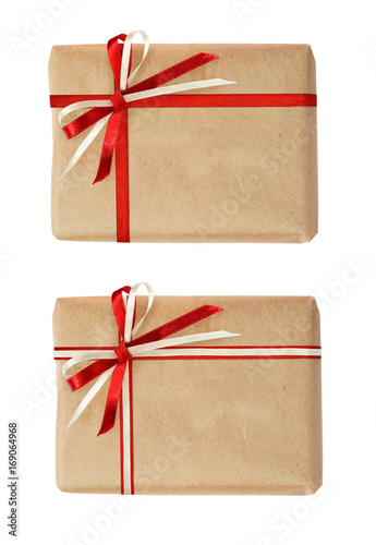 Set of gift boxes with ribb...