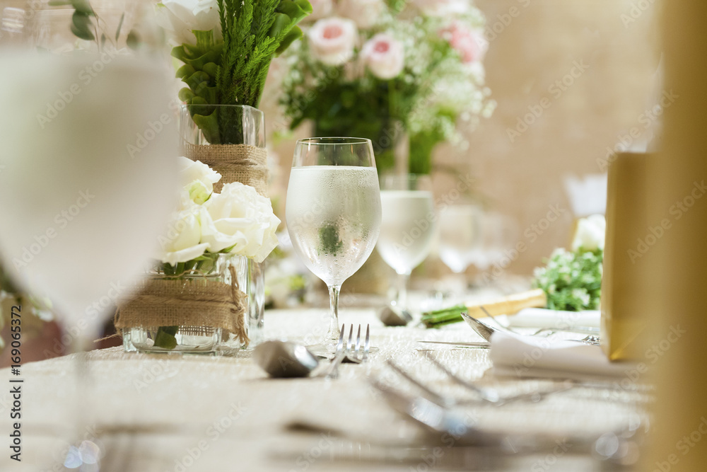 Romantic dinner setting with celebration Romantic dinner setting with celebration