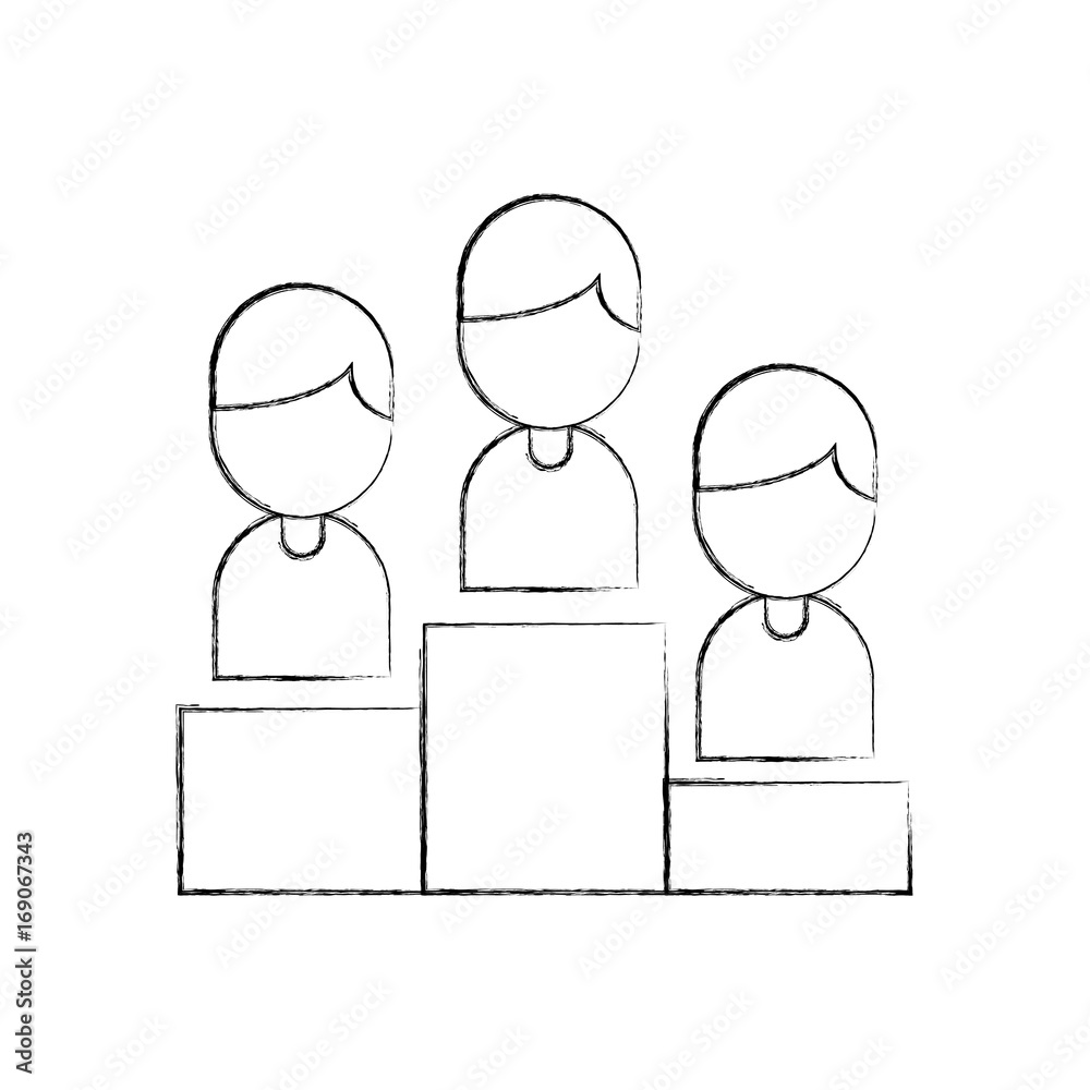 teamwork people avatars on podium vector illustration design