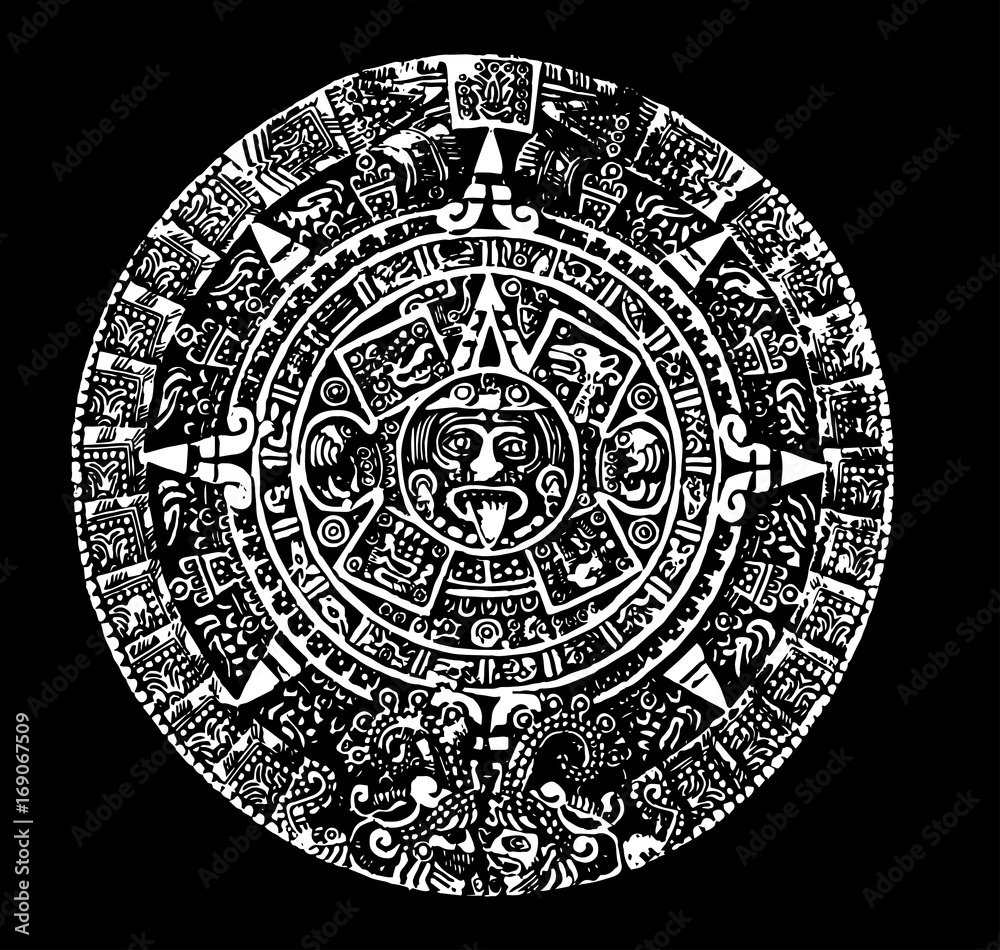Obraz premium Aztec calendar illustration [vector]