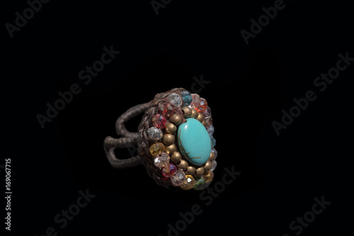 Isolated boho style color stone ring