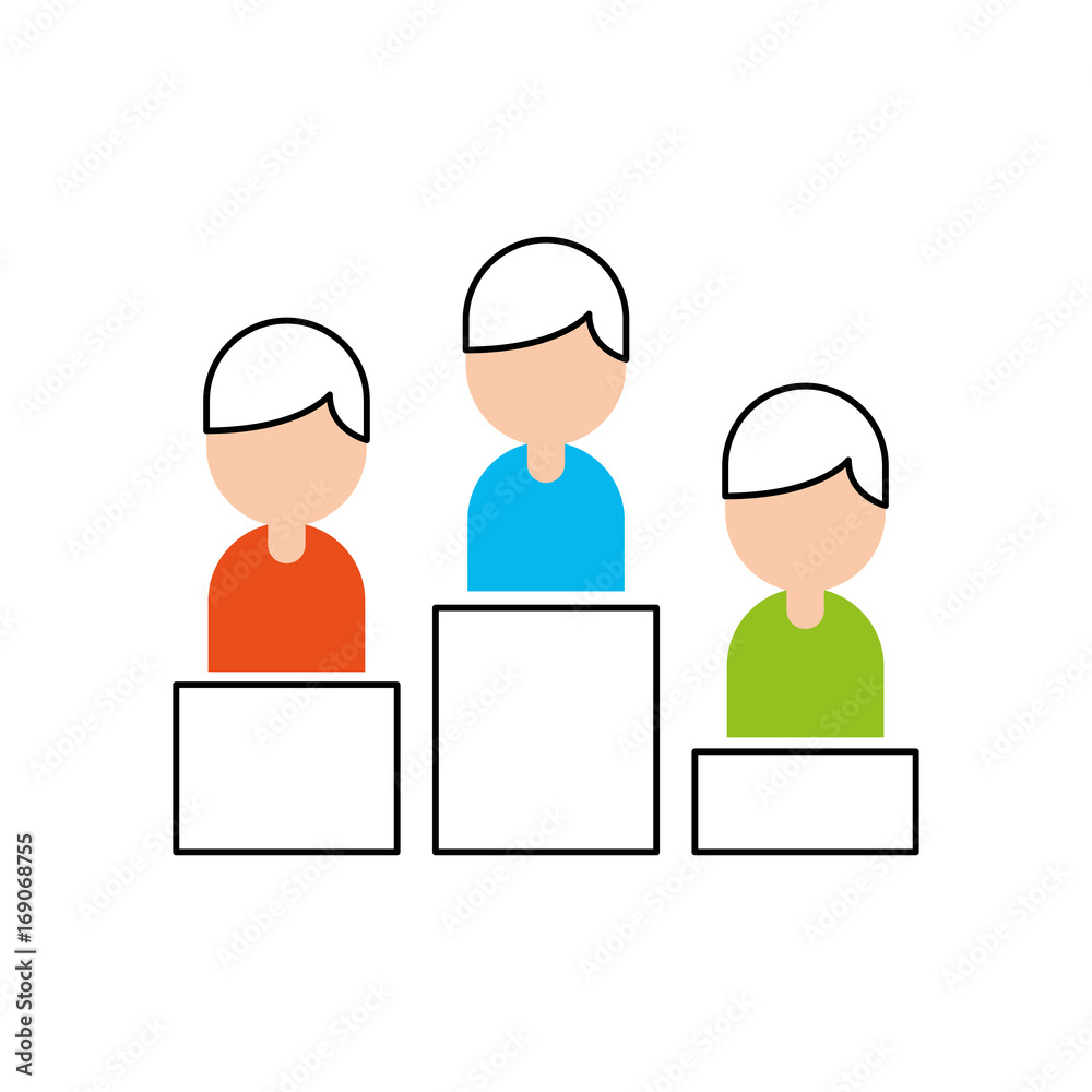 teamwork people avatars on podium vector illustration design