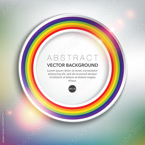Abstract vector background. Round paper ring with rainbow design. Isolated with realistic light and shadow on the white background. Vector illustration. Eps10.