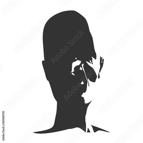 Demonic ugly face. Devil scream character. Demon or monster screaming with in an open mouth as a front view horror face.