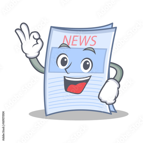Okay newspaper character cartoon style