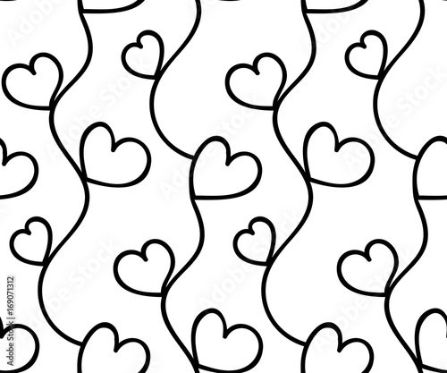 Vector seamless background hand drawn hearts