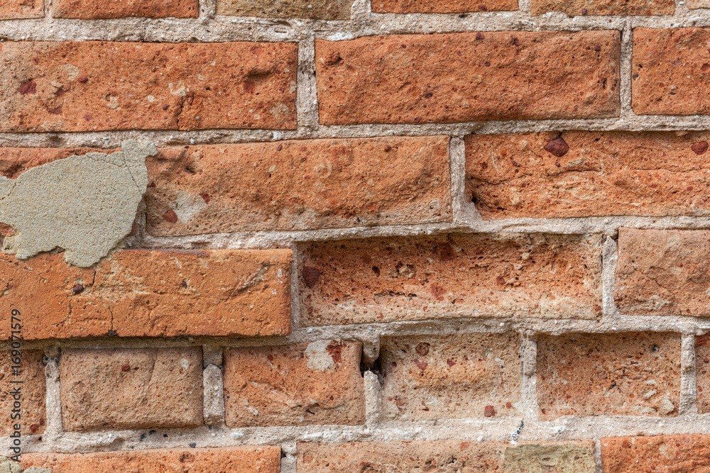 Fototapeta premium Vintage red brick wall background texture closeup
