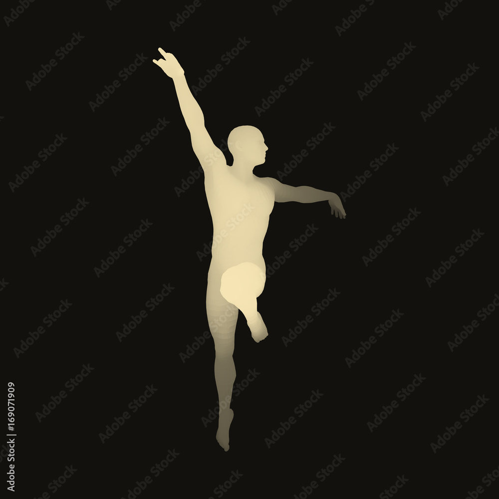 Silhouette of a Ballet Dancer. 3D Model of Man. Human Body. Sport Symbol. Design Element. Vector Illustration. Silhouette of a Ballet Dancer. 3D Model of Man. Human Body. Sport Symbol. Design Element. Vector Illustration.