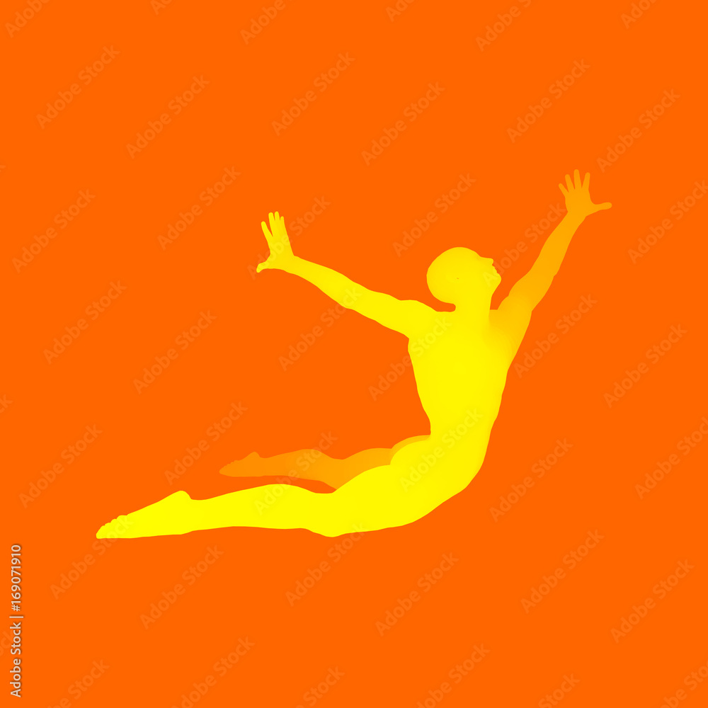 Jumping Man. 3D Model of Man. Human Body. Sport Symbol. Design Element for Business, Science and Technology. Vector Illustration. Jumping Man. 3D Model of Man. Human Body. Sport Symbol. Design Element for Business, Science and Technology. Vector Illustration.