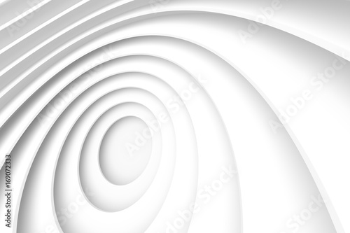 White Architecture Circular Background. Abstract Tunnel Design. Modern Geometric Wallpaper © radharamana