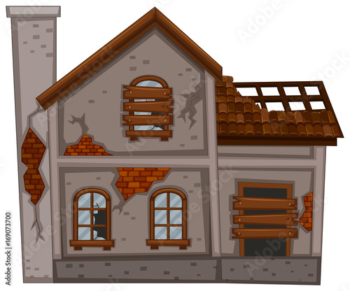 Old house with broken roof