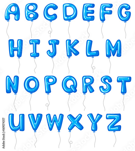 Balloon alphabets in blue color