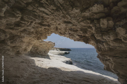 Cave. Rocks near Governor's beach, Cyprus landscape