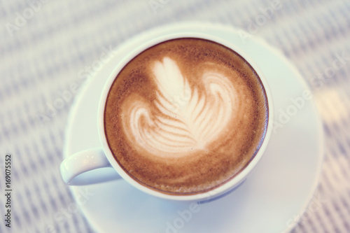 heart shape latte art of hot coffee drink tasty