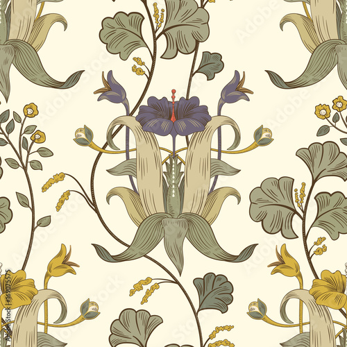 Wallpaper Mural Floral vintage seamless pattern