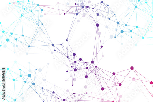 Geometric graphic background molecule and communication. Big data complex with compounds. Perspective backdrop. Minimal array. Digital data visualization. Scientific cybernetic vector illustration.