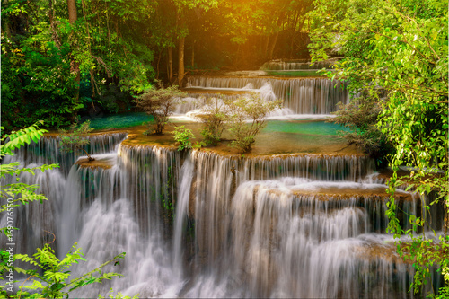 waterfall beautiful thailand Huay Mae Kamin Waterfall in Kanchanaburi Province  Thailand