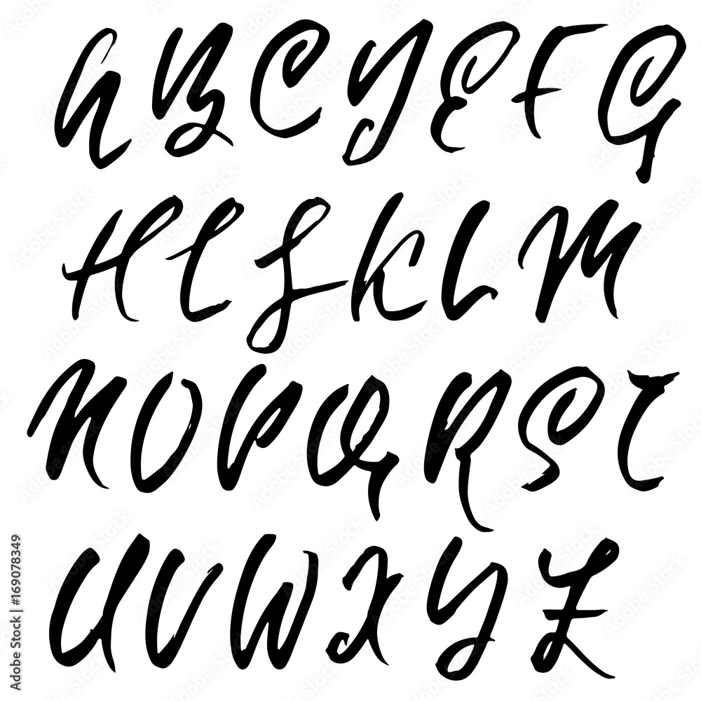 Hand drawn dry brush font. Modern brush lettering. Grunge style alphabet. Vector illustration. Hand drawn dry brush font. Modern brush lettering. Grunge style alphabet. Vector illustration.
