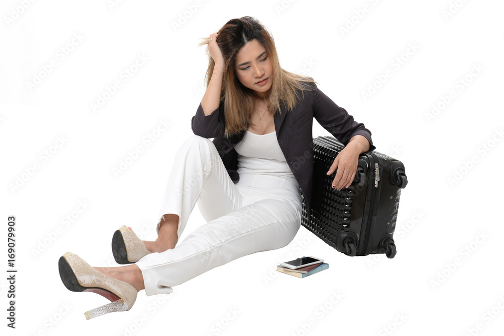 Delayed flight, beautiful women who are upset to prepare to go. Delayed flight, beautiful women who are upset to prepare to go.