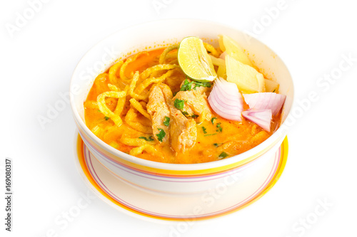 Traditional of northern thai cuisine,curried noodles soup