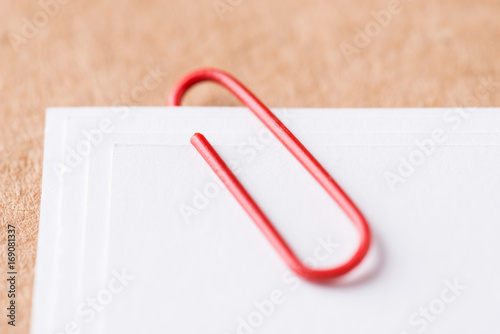 Paper clip with blank white business card
