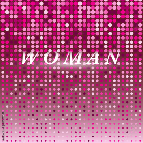 Woman on pink dot halftone abstract background