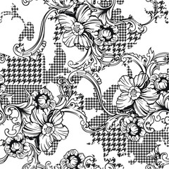 Fototapete Eklektische Muster Schottenkaro mit barockem Ornament  © Nadia Grapes