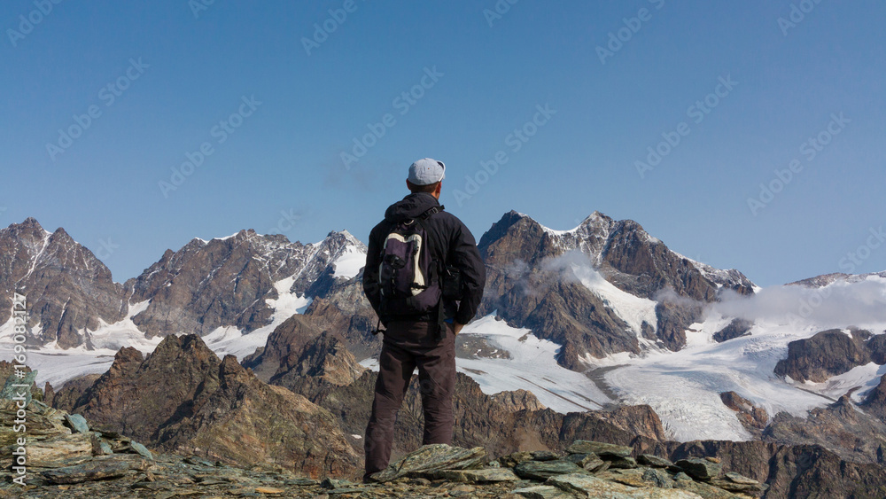 Hiker on a top of a mountain