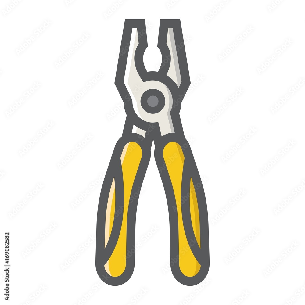 Pliers filled outline icon, build and repair, tool sign vector graphics, a colorful line pattern on a white background, eps 10. Pliers filled outline icon, build and repair, tool sign vector graphics, a colorful line pattern on a white background, eps 10.