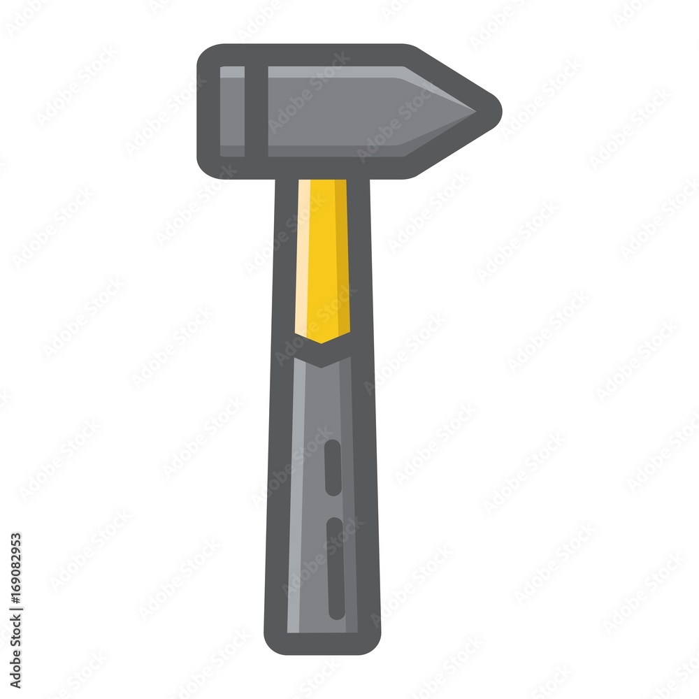Hammer filled outline icon, build and repair, tool sign vector graphics, a colorful line pattern on a white background, eps 10.