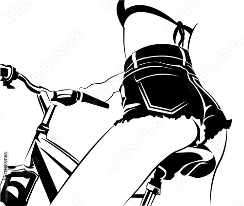 Fashion illustration with beautiful girls ass sitting on the bicycle