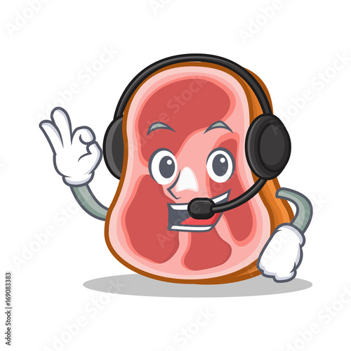 With headphone meat character cartoon food