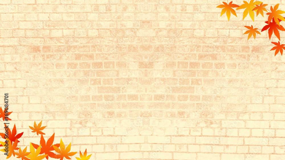 秋のイメージ レンガの背景に紅葉 16 9 Stock Illustration Adobe Stock