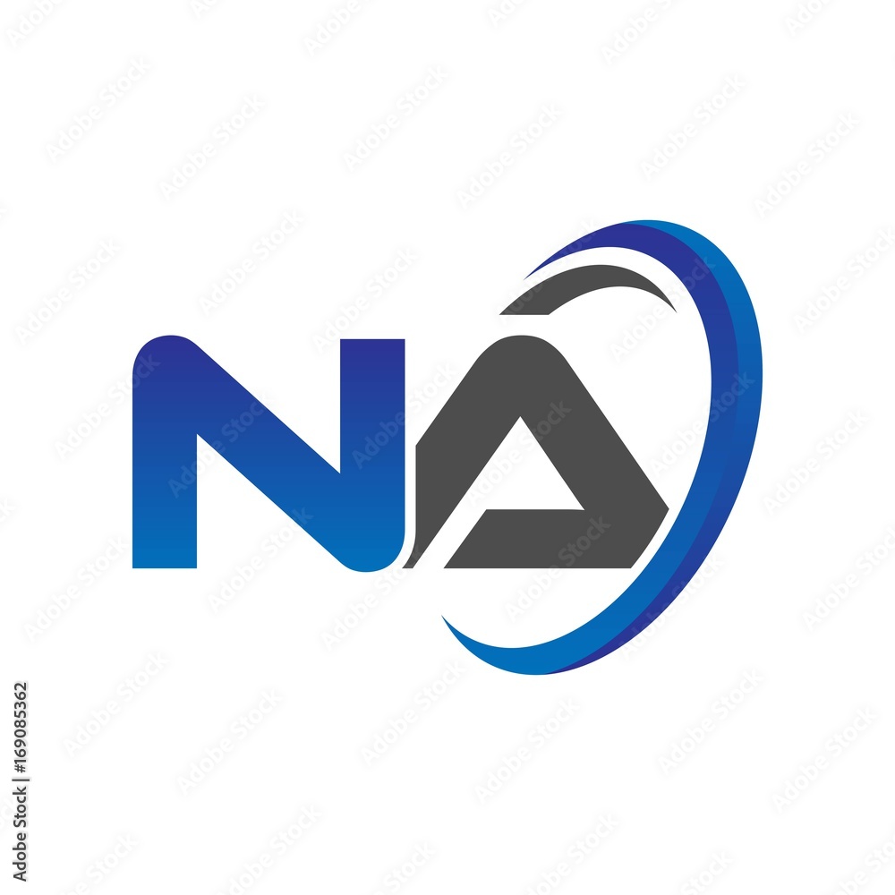 vector initial logo letters na with circle swoosh blue gray Stock ...