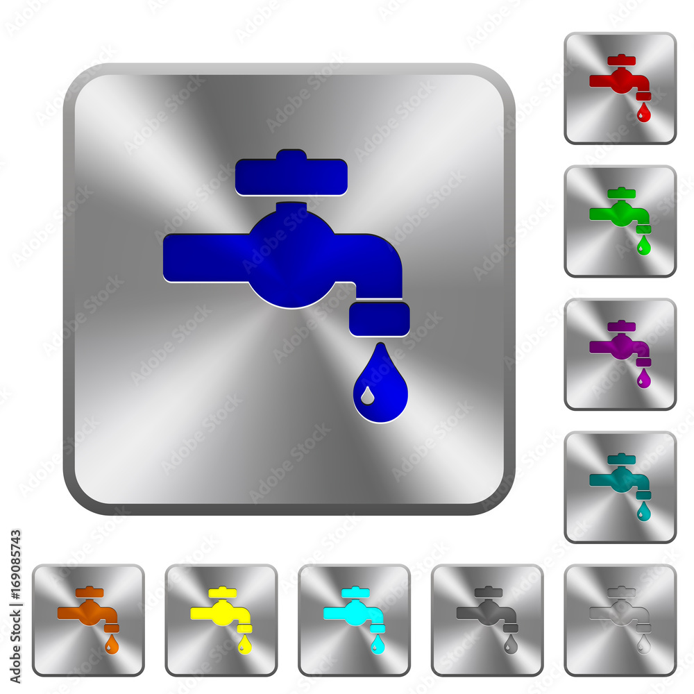 Water faucet with water drop rounded square steel buttons Water faucet with water drop rounded square steel buttons