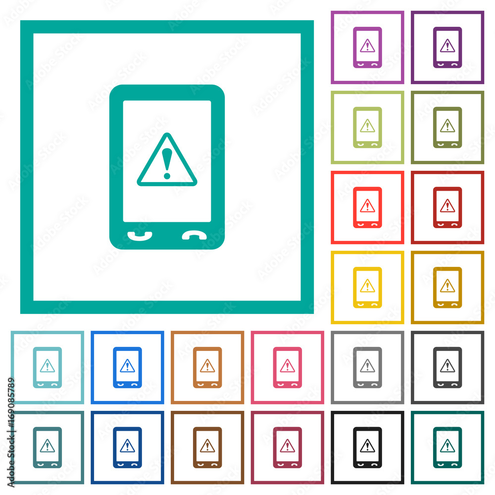 Mobile data traffic flat color icons with quadrant frames Mobile data traffic flat color icons with quadrant frames