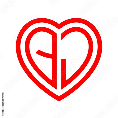 Free Download initial letters logo qj red monogram heart love shape - GFXLoad