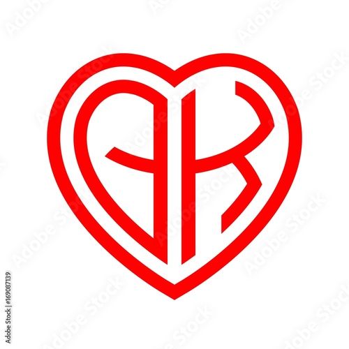 Free Download initial letters logo qk red monogram heart love shape - GFXLoad
