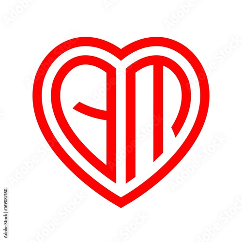Free Download initial letters logo qm red monogram heart love shape - GFXLoad