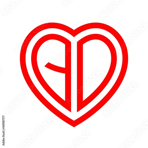 Free Download initial letters logo qo red monogram heart love shape - GFXLoad
