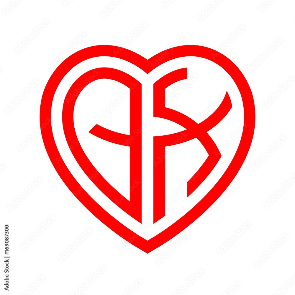 initial letters logo qx red monogram heart love shape initial letters logo qx red monogram heart love shape