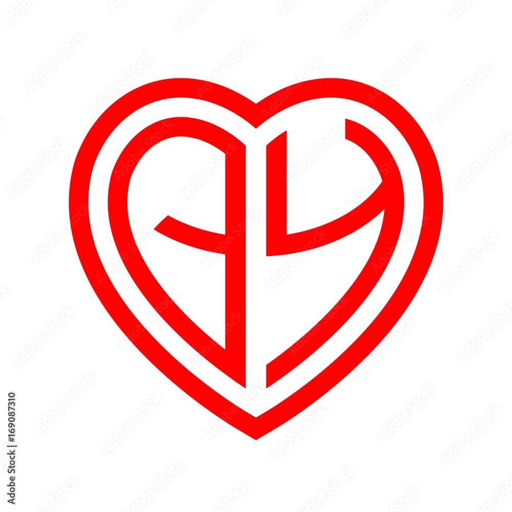 initial letters logo qy red monogram heart love shape initial letters logo qy red monogram heart love shape