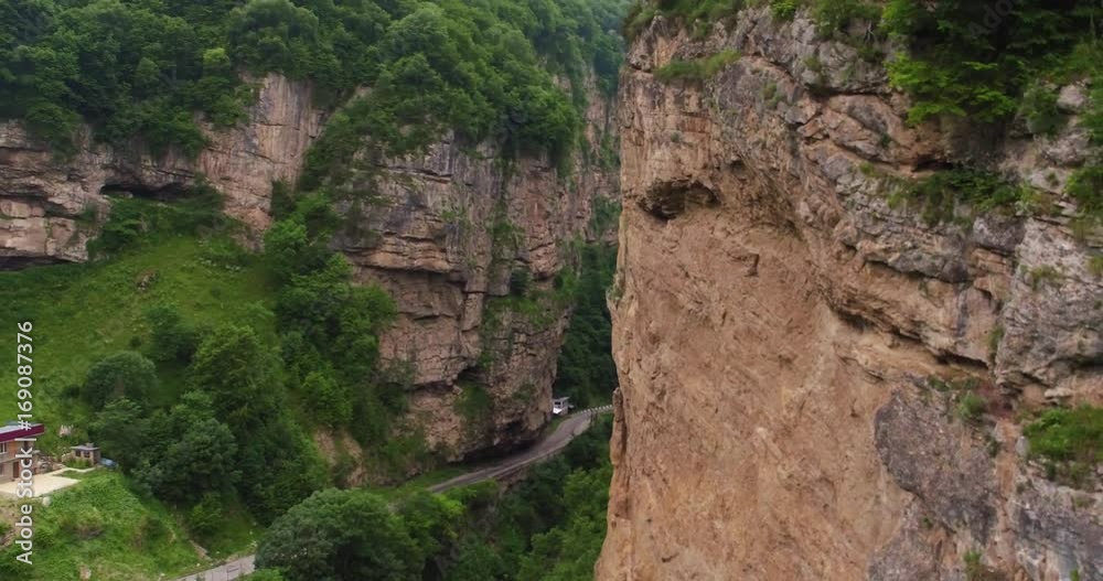 aerial shot beautiful mountain gorge aerial shot beautiful mountain gorge