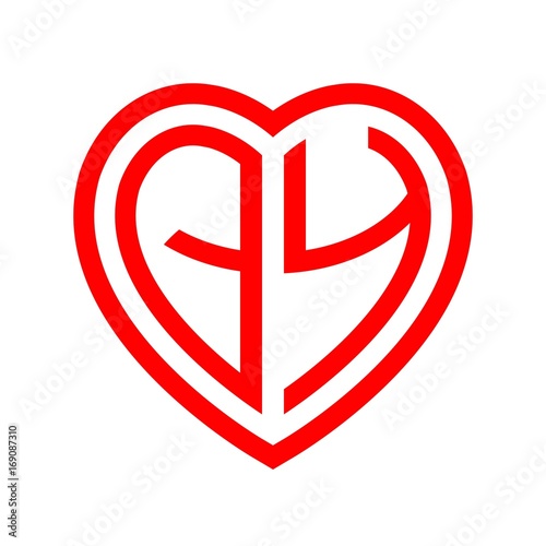 Free Download initial letters logo qy red monogram heart love shape - GFXLoad