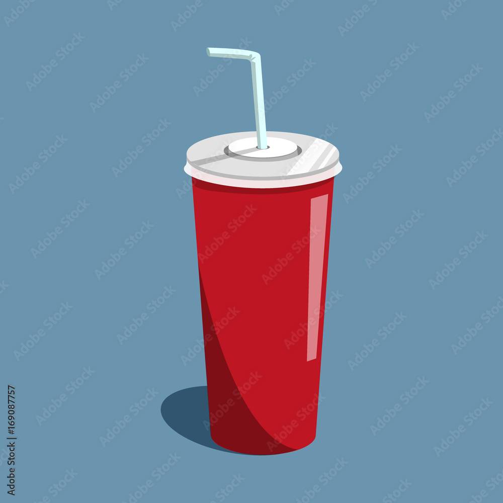 Vector illustration drink cola on the blue backgroud. Soda drink in paper cup with tubule. Vector illustration drink cola on the blue backgroud. Soda drink in paper cup with tubule.